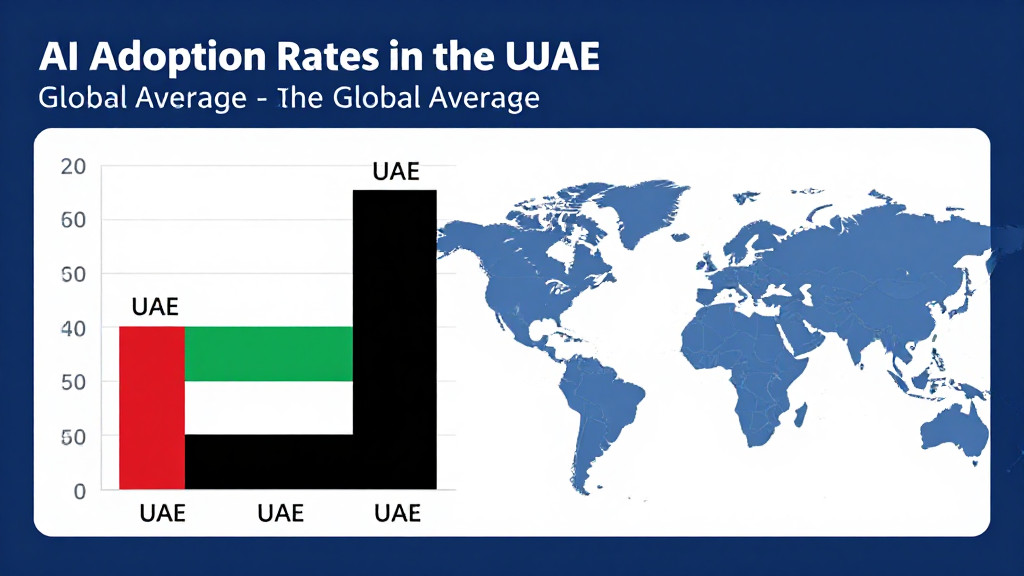 A dual bar chart comparing AI adoption rates in the UAE and Singapore against the global average.