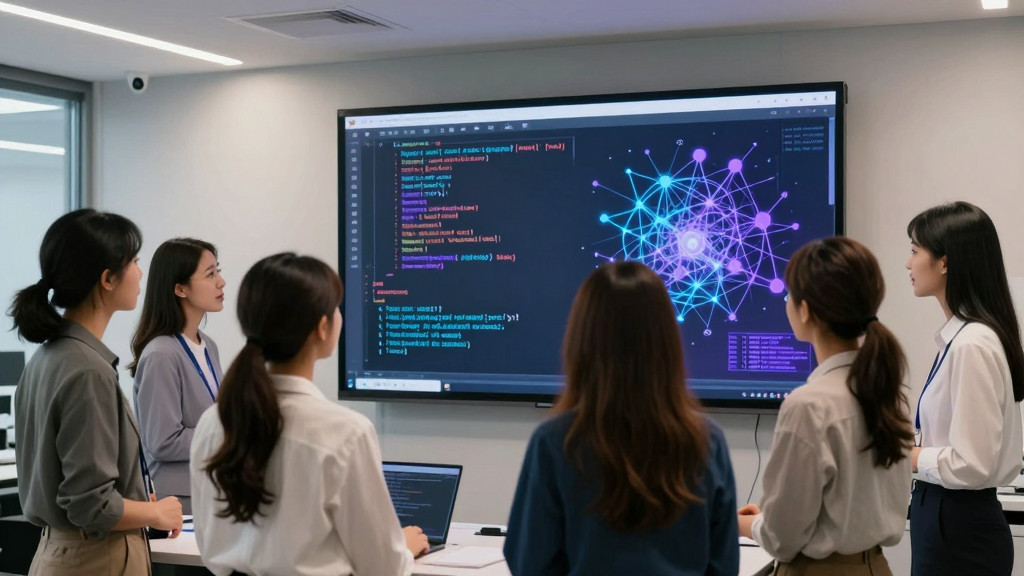 A graphic illustrating a steep upward trend line with a female silhouette at the peak, representing significant salary growth in AI. Below the line, smaller icons depict various tech roles transformin