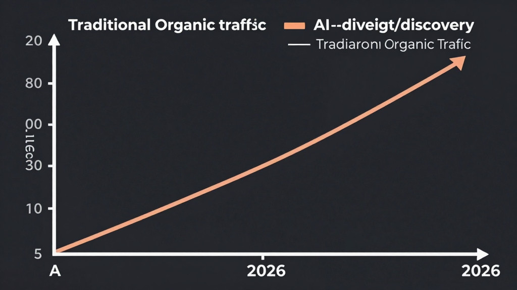 Graph showing the divergence between decreasing traditional organic traffic and increasing AI-driven discovery.