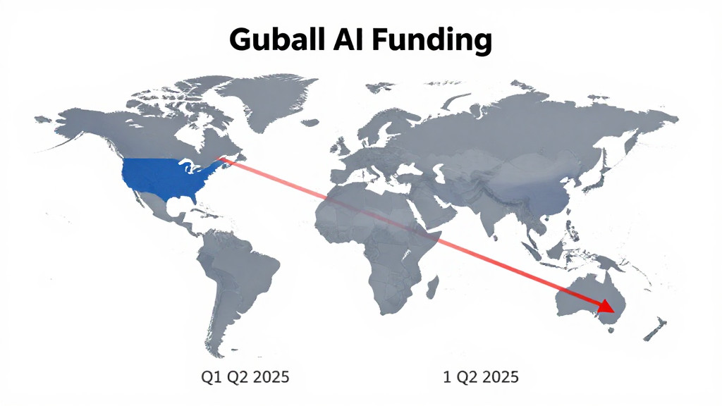 A visual representation of global AI funding, showing quarterly totals for Q1 and Q2 2025.