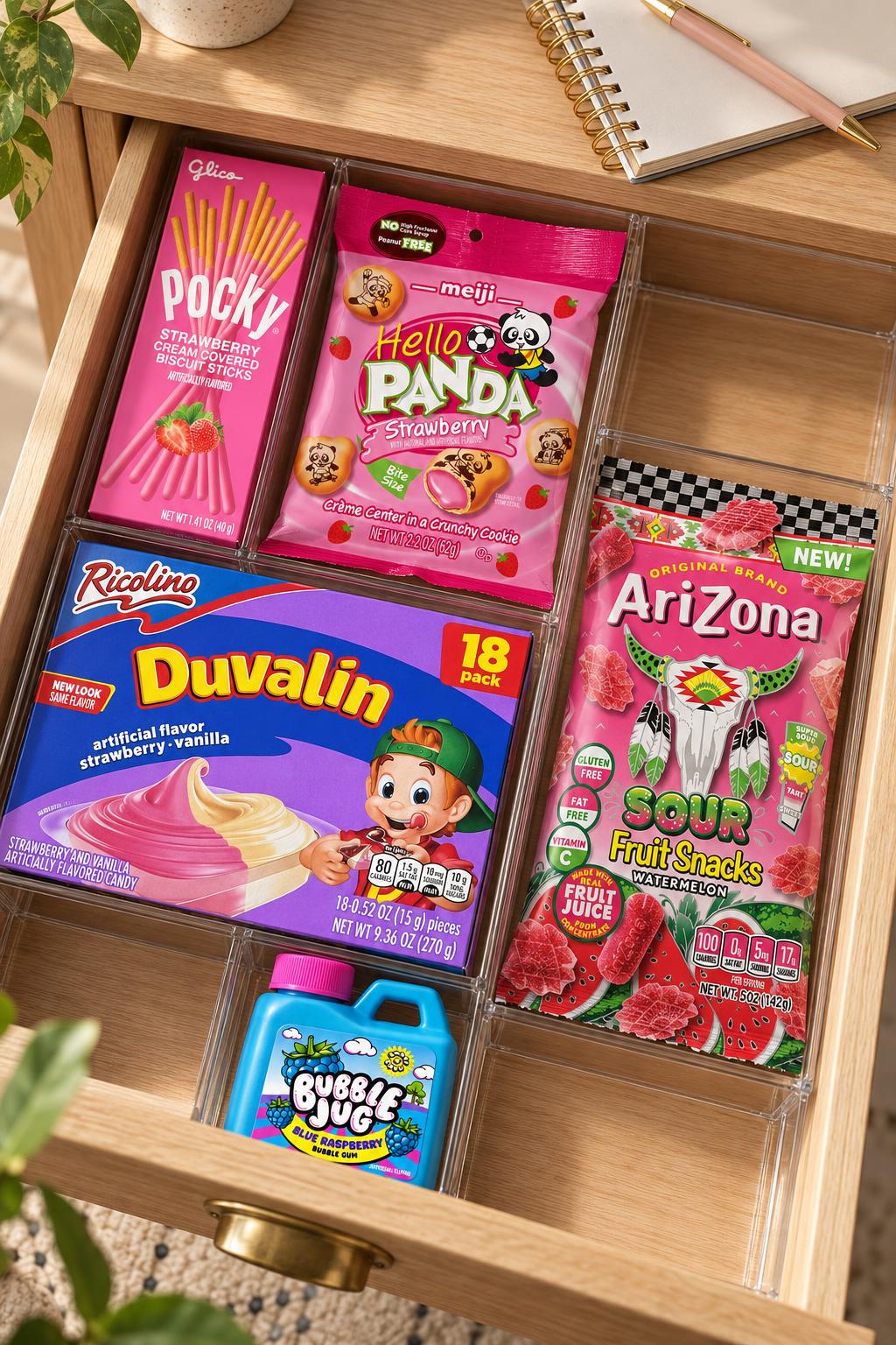 Pinterest image for How to Organize a Candy Snack Drawer That Actually Works